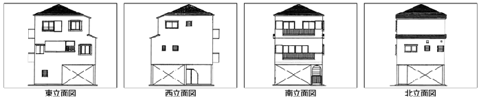 東京都葛飾区K邸注文住宅混構造立面図